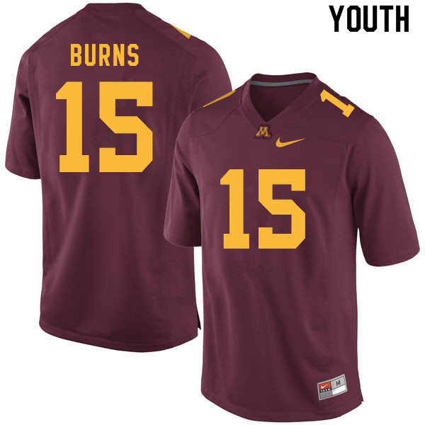 Youth #15 Jaqwondis Burns Minnesota Golden Gophers College Football Jerseys Sale-Maroon - Click Image to Close